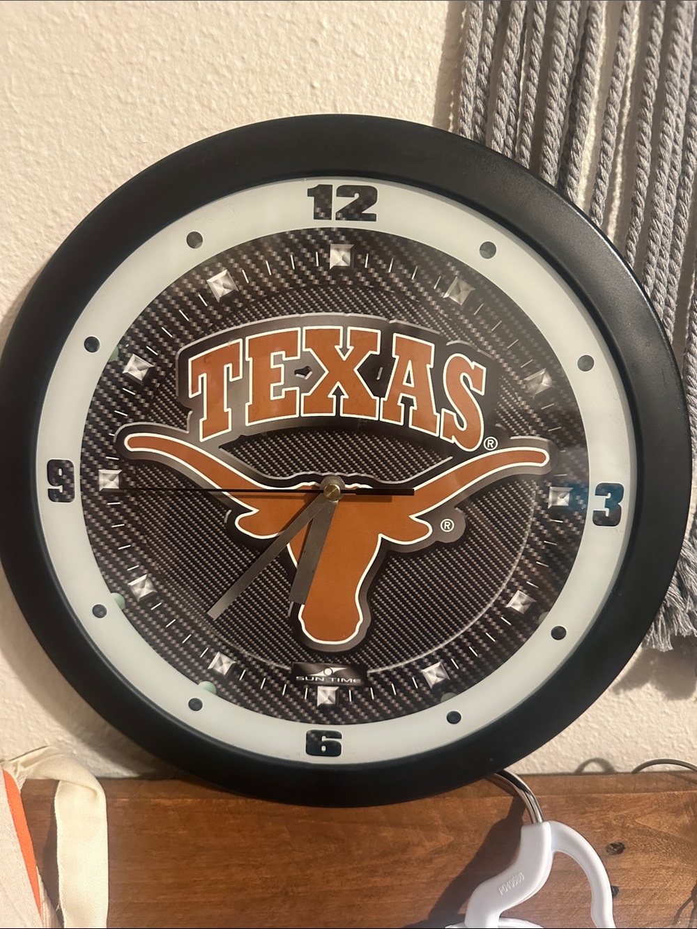 Texas Longhorns Wall Clock - Black and Orange Team Logo